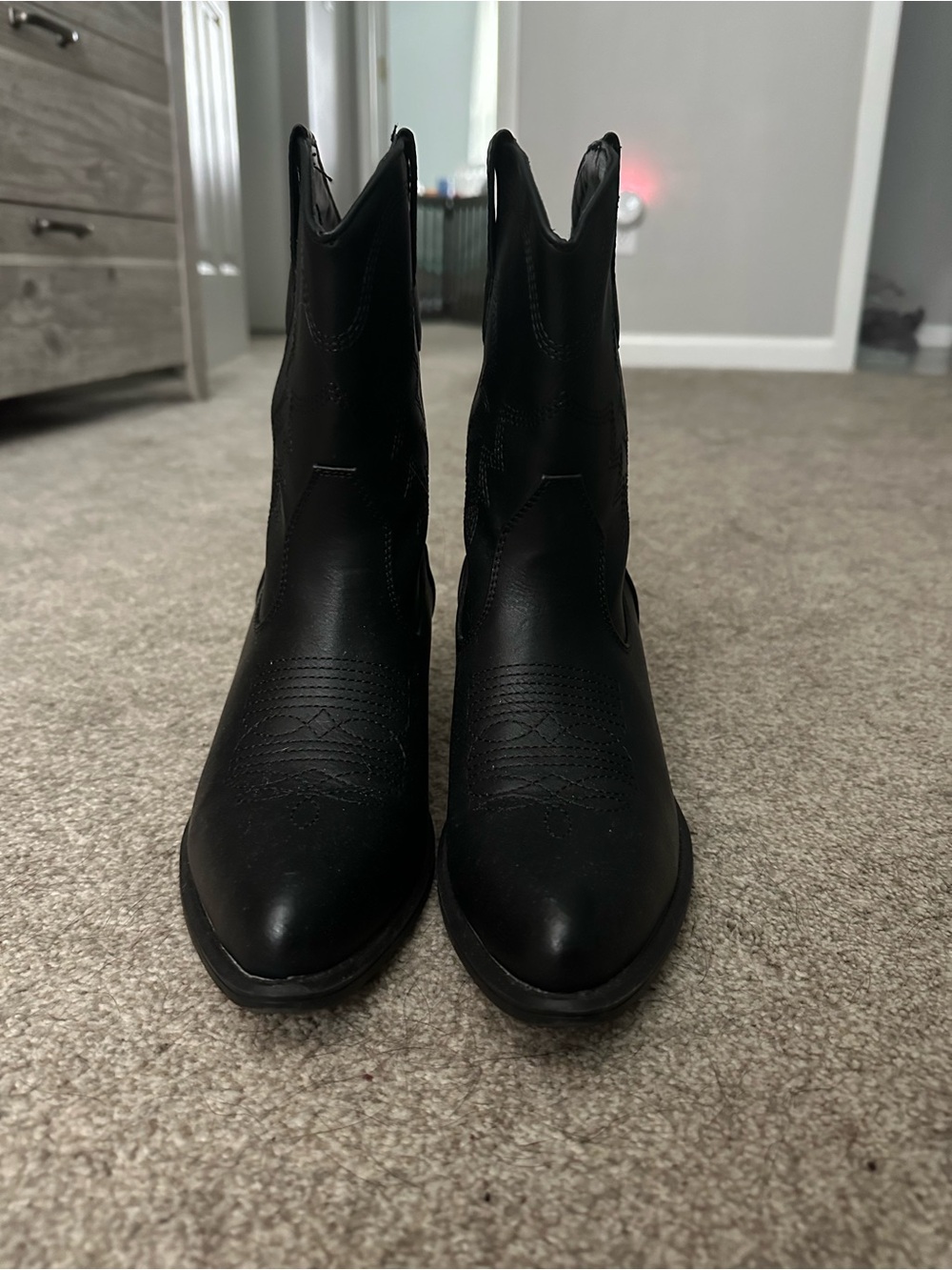 Women's Black Western Ankle Booties - Sleek Stitch Detail